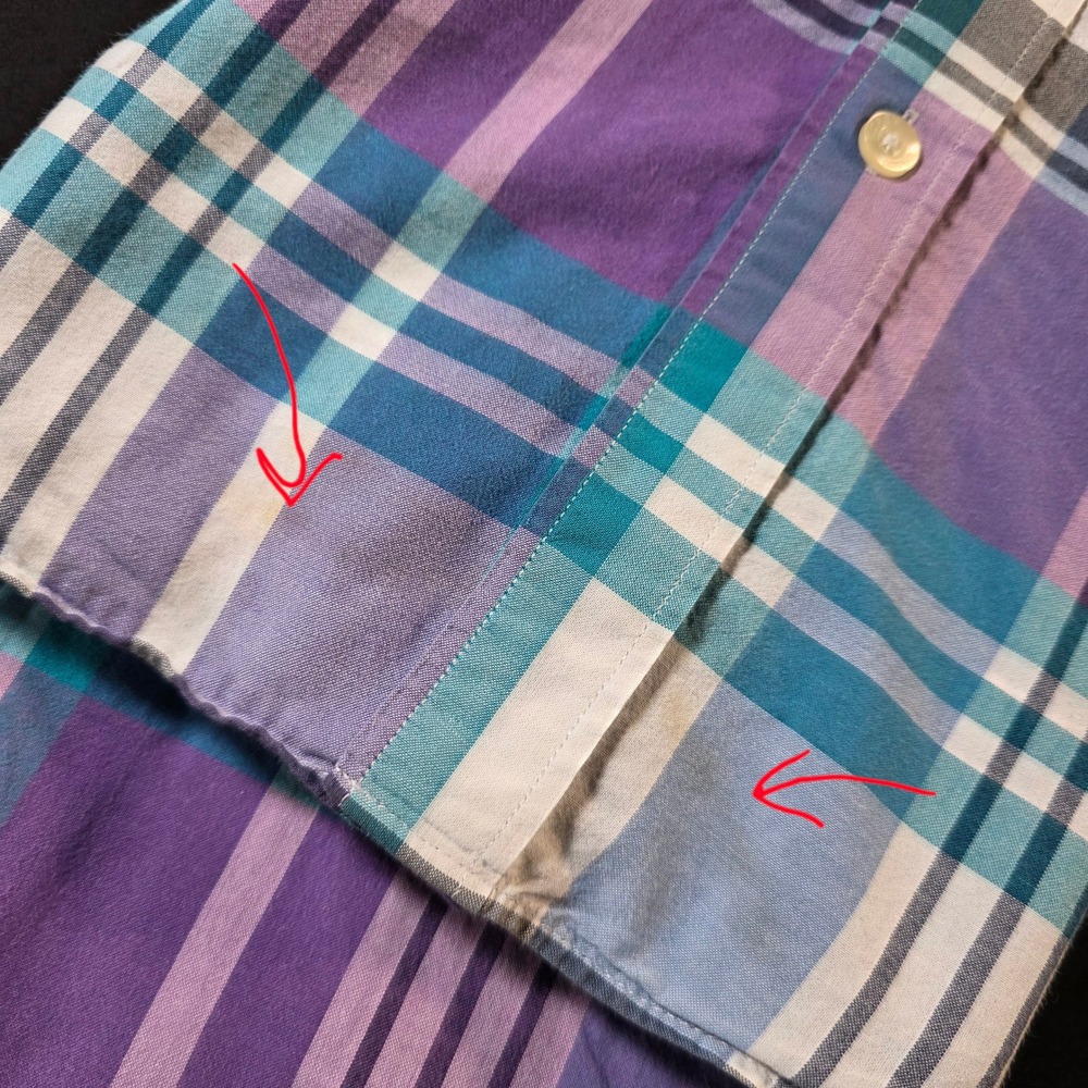J.Crew Mens Summer Plaid Shirt Slim Fit Purple Teal‎ Blue Long Sleeve Size M * - Picture 8 of 8